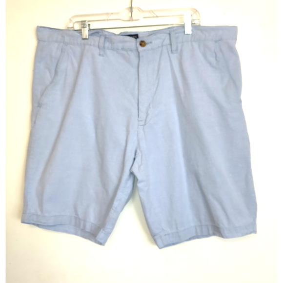 US POLO ASSN Men's Bermuda Golf Shorts Sz 42 Blue White Pinstripes 100% Cotton - Picture 1 of 16
